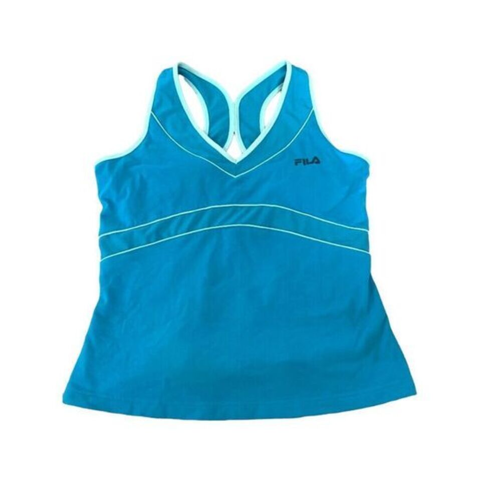 FILA‎ Sport Blue Tank Top | XL | Racerback V-Neck | Y2K Activewear